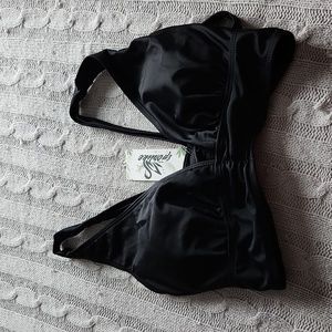 Sporlike Black bikini top XL Double ties at back NWT